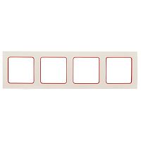 Стокгольм Рамка 4-местная белая с линией цвета красный PROxima | код  EAM-G-305-10 | EKF